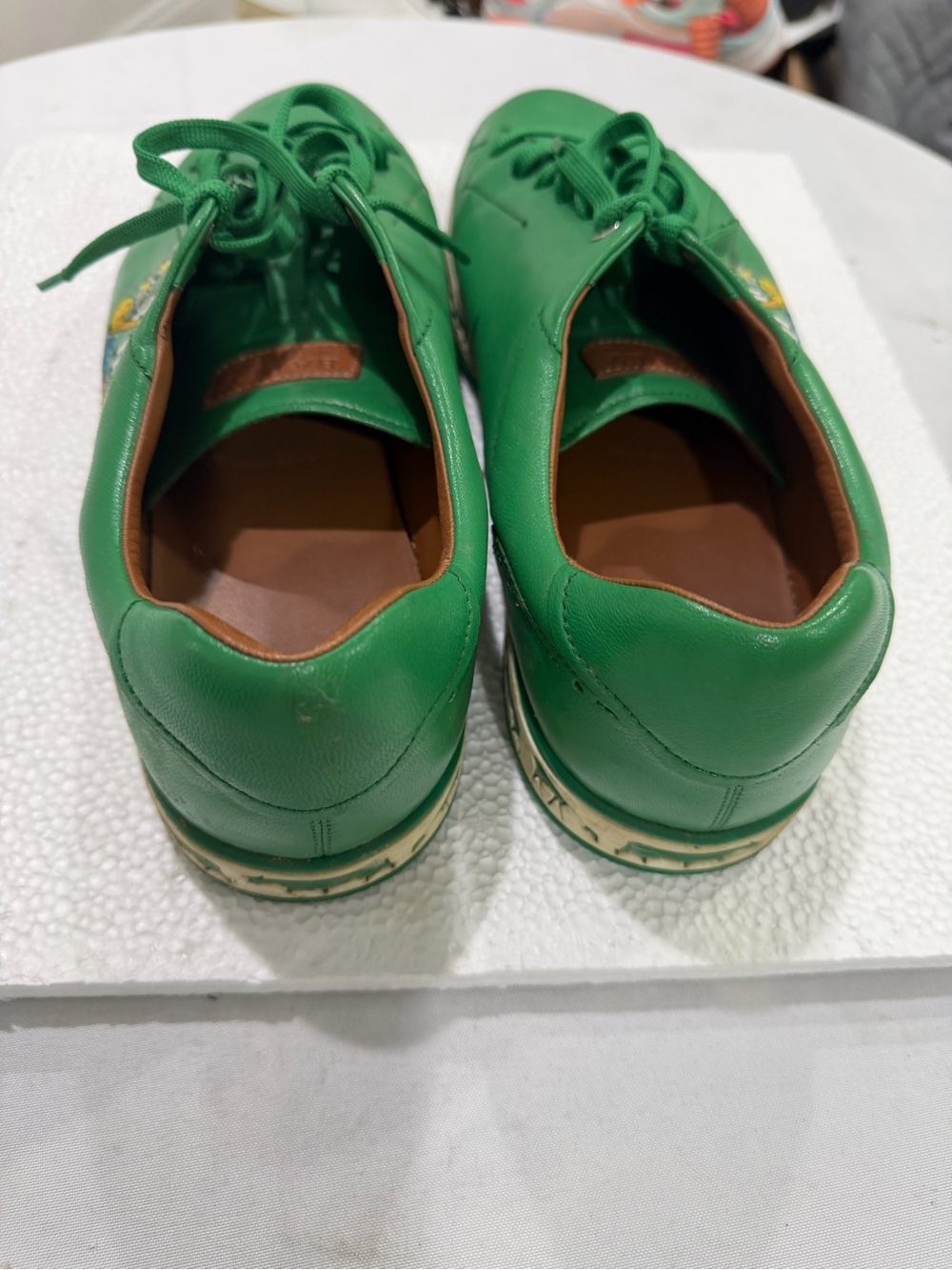 Bally Green Leather Lace-Up Sneakers with Embroidered Crest - Picture 8 of 9